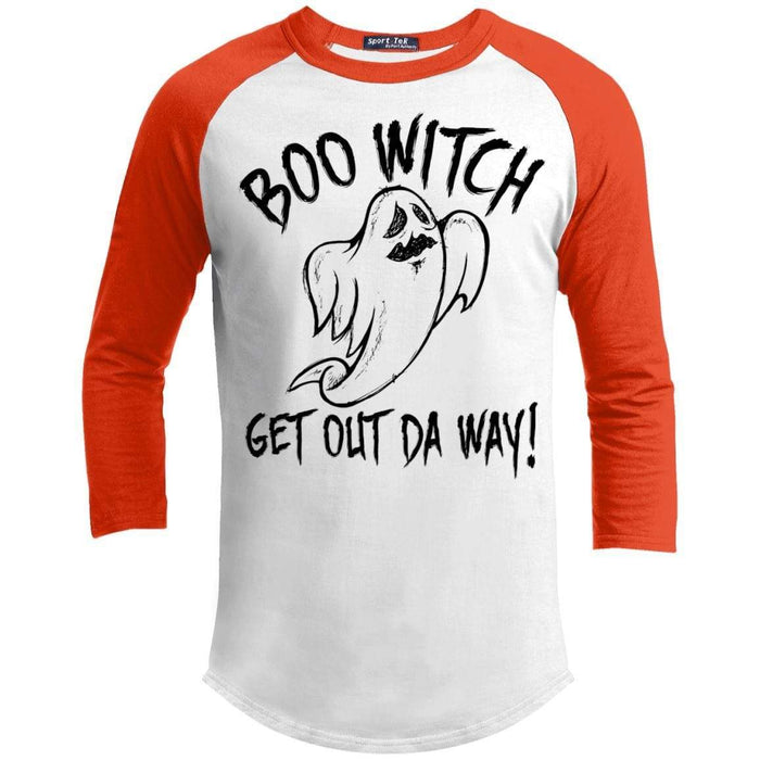 Boo Witch Get Out Da Way Raglan - Copy T-Shirts CustomCat White/Deep Orange X-Small 