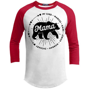 Mama Bear Personalized Raglan T-Shirts CustomCat White/Red X-Small 