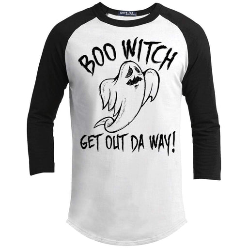 Boo Witch Get Out Da Way Raglan - Copy T-Shirts CustomCat White/Black X-Small 