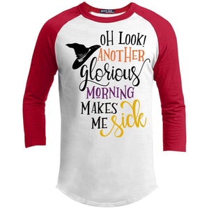 Another Morning Makes Me Sick Raglan T-Shirts CustomCat White/Red X-Small 