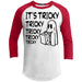 It's Tricky Tricky Tricky Tricky Raglan T-Shirts CustomCat White/Red X-Small 