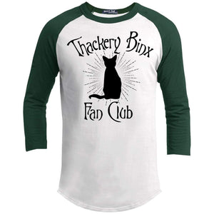 Thackery Binks Raglan T-Shirts CustomCat White/Forest X-Small 