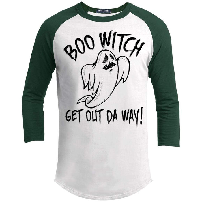 Boo Witch Get Out Da Way Raglan - Copy T-Shirts CustomCat White/Forest X-Small 