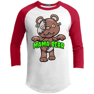 Mama Bear Halloween Raglan T-Shirts CustomCat White/Red X-Small 
