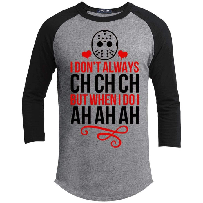 Ch Ch Ch Ah Ah Ah Raglan T-Shirts CustomCat Heather Grey/Black X-Small 