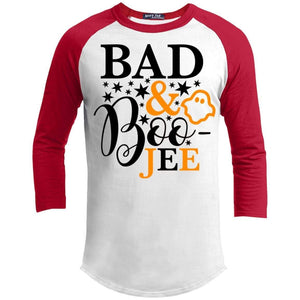 Bad And Boo-jee Raglan T-Shirts CustomCat White/Red X-Small 