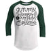 Autumn Leaves & Pumpkins Please Raglan T-Shirts CustomCat White/Forest X-Small 