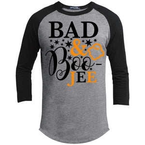 Bad And Boo-jee Raglan T-Shirts CustomCat Heather Grey/Black X-Small 