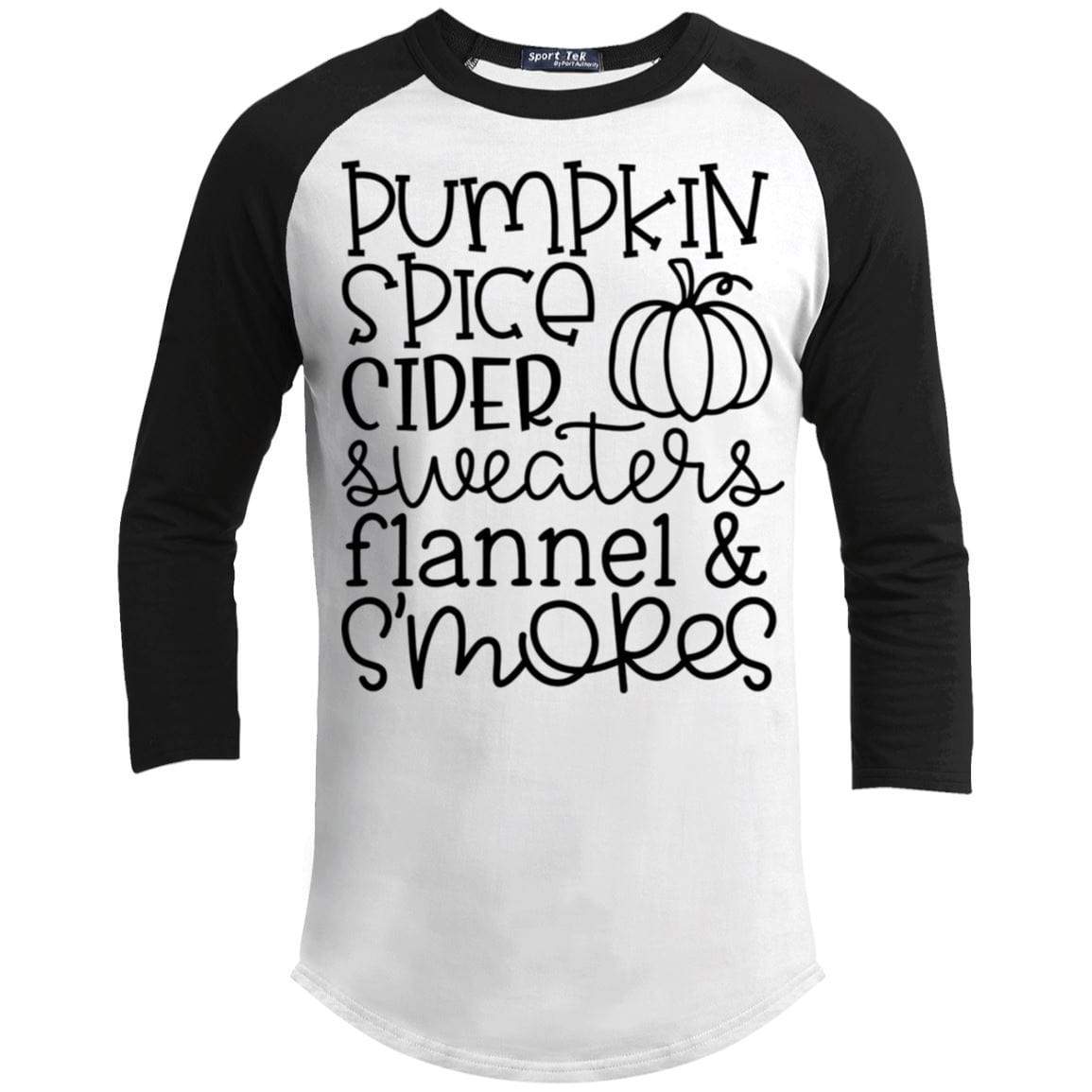 Pumpkin Spice Cider Sweaters Raglan T-Shirts CustomCat White/Black X-Small 