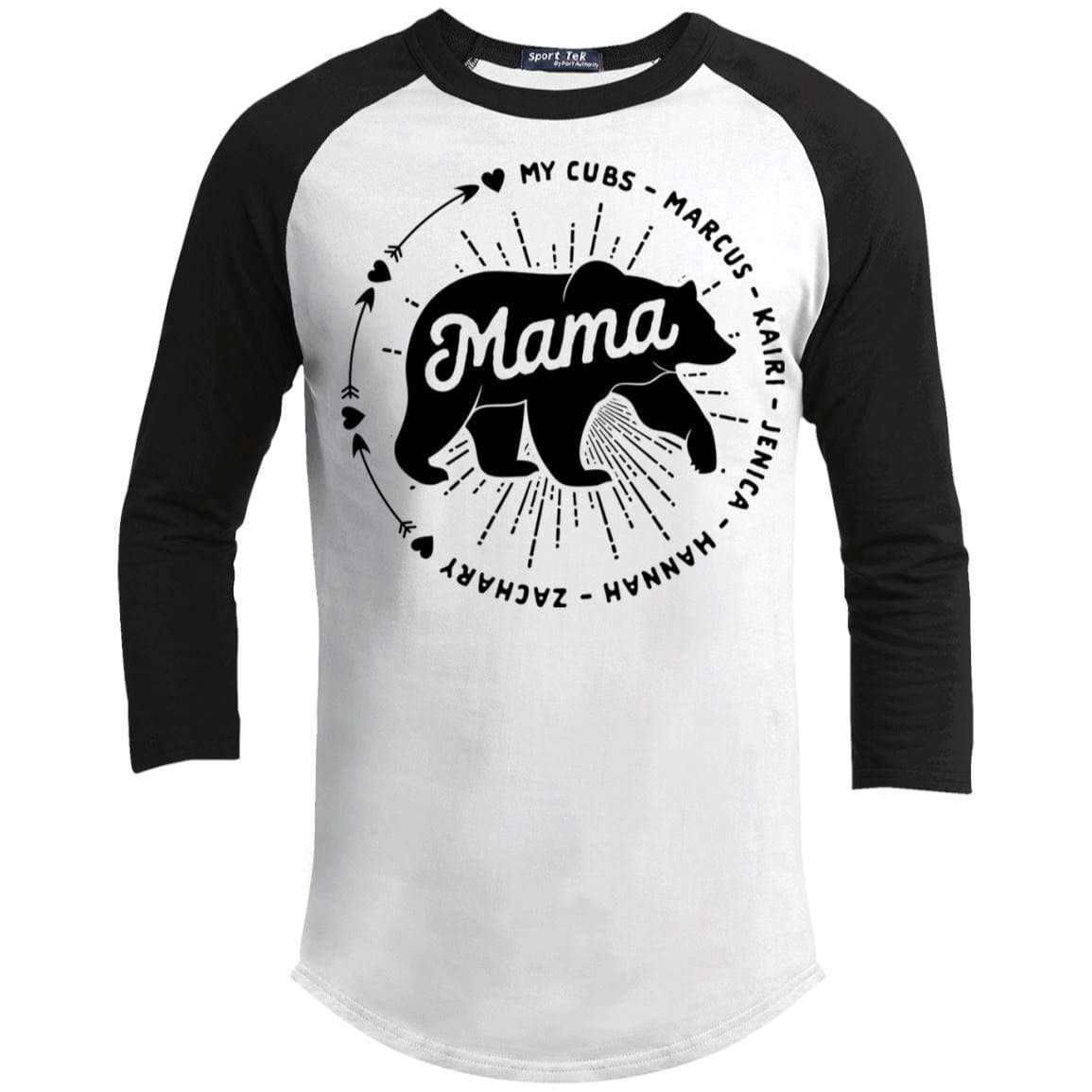Mama Bear Personalized Raglan T-Shirts CustomCat White/Black X-Small 