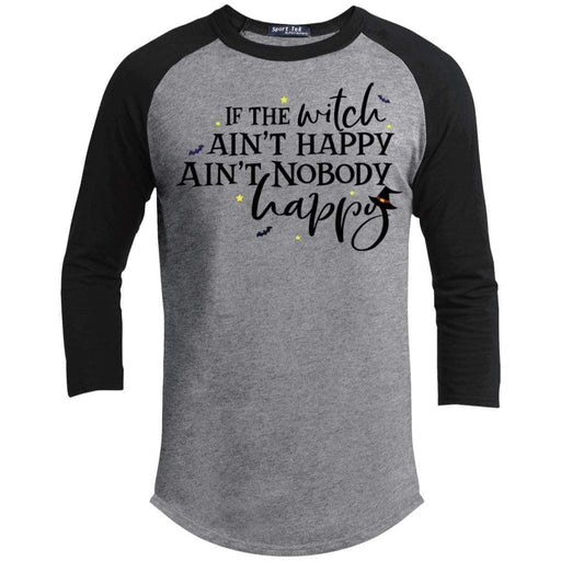 If This Witch Aint Happy Raglan T-Shirts CustomCat Heather Grey/Black X-Small 