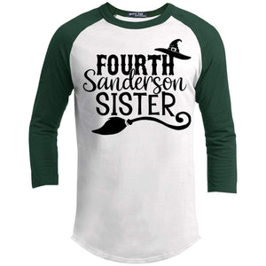 4th Sanderson Sister Raglan T-Shirts CustomCat White/Forest X-Small 