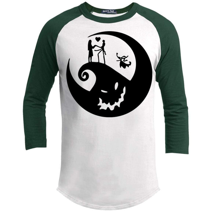 Nightmare Raglan T-Shirts CustomCat White/Forest X-Small 