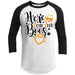 Here For The Boos Raglan T-Shirts CustomCat White/Black X-Small 