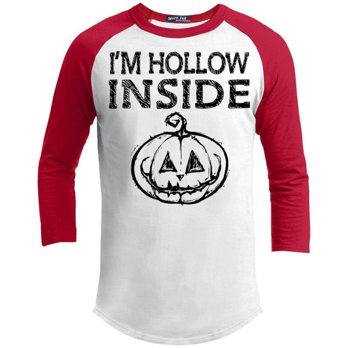 I'm Hollow Inside Raglan T-Shirts CustomCat White/Red X-Small 