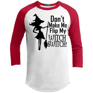Flip My Witch Switch Raglan T-Shirts CustomCat White/Red X-Small 