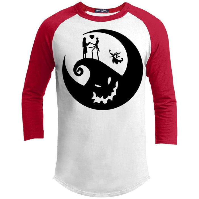 Nightmare Raglan T-Shirts CustomCat White/Red X-Small 