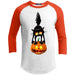 Black Cat Pumpkin Raglan T-Shirts CustomCat White/Deep Orange X-Small 