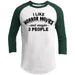 I Like Horror Movies and 3 People Raglan T-Shirts CustomCat White/Forest X-Small 