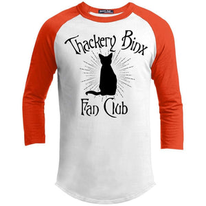 Thackery Binks Raglan T-Shirts CustomCat White/Deep Orange X-Small 