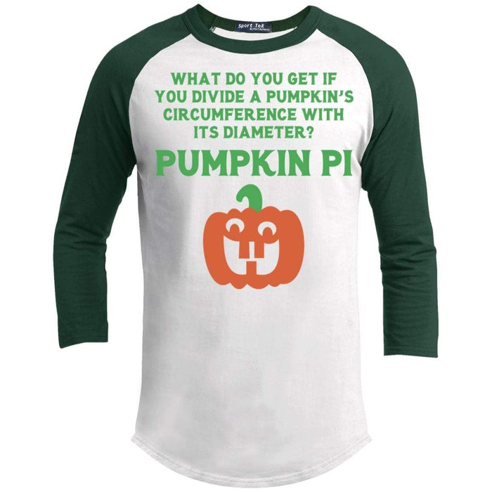 Pumpkin PI Raglan T-Shirts CustomCat White/Forest X-Small 