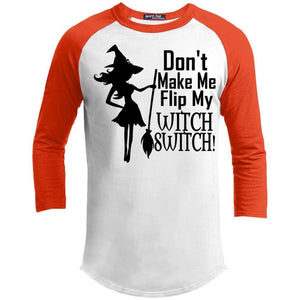 Flip My Witch Switch Raglan T-Shirts CustomCat White/Deep Orange X-Small 