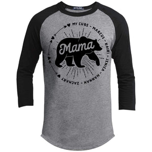 Mama Bear Personalized Raglan T-Shirts CustomCat Heather Grey/Black X-Small 