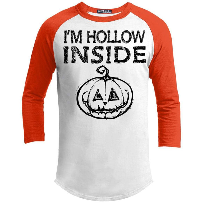 I'm Hollow Inside Raglan T-Shirts CustomCat White/Deep Orange X-Small 