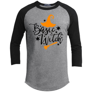 Basic Witch Raglan T-Shirts CustomCat Heather Grey/Black X-Small 