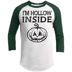 I'm Hollow Inside Raglan T-Shirts CustomCat White/Forest X-Small 