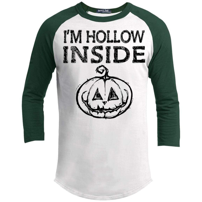 I'm Hollow Inside Raglan T-Shirts CustomCat White/Forest X-Small 