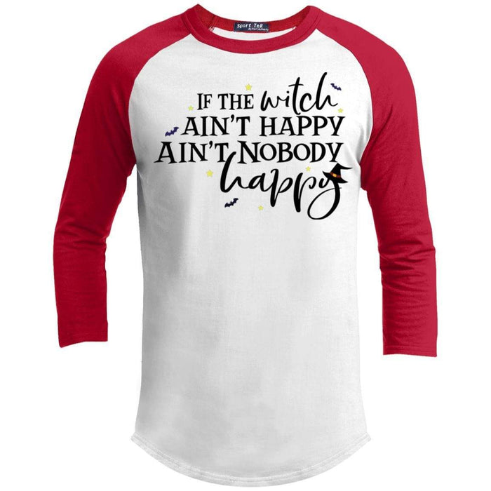 If This Witch Aint Happy Raglan T-Shirts CustomCat White/Red X-Small 