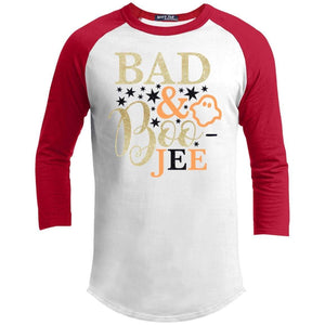 Bad and Boo-jee Youth Raglan T-Shirts CustomCat White/Red YXS 