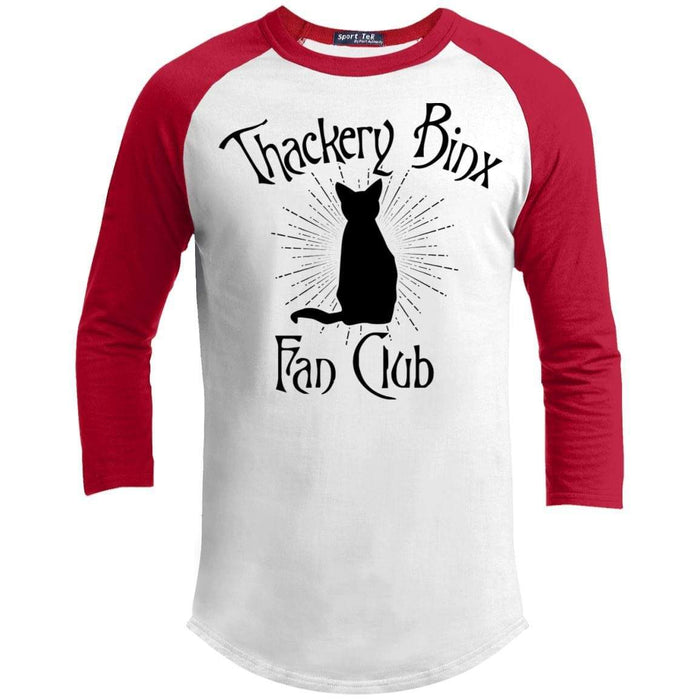 Thackery Binks Raglan T-Shirts CustomCat White/Red X-Small 