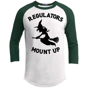 Regulators Mount up Raglan T-Shirts CustomCat White/Forest X-Small 