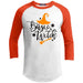 Basic Witch Raglan T-Shirts CustomCat White/Deep Orange X-Small 