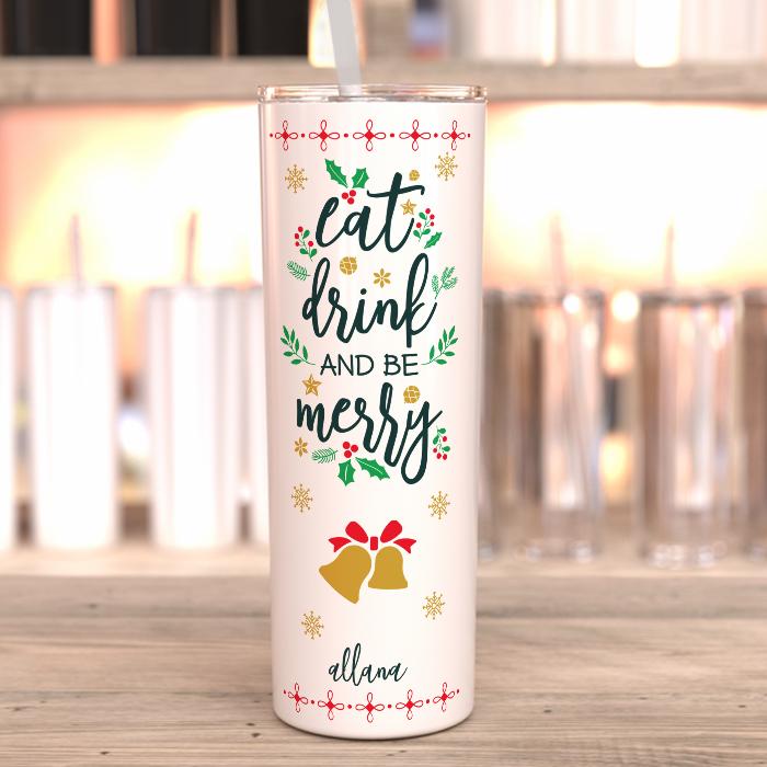 Eat Drink And Be Merry Personalized Full Wrap Tumbler