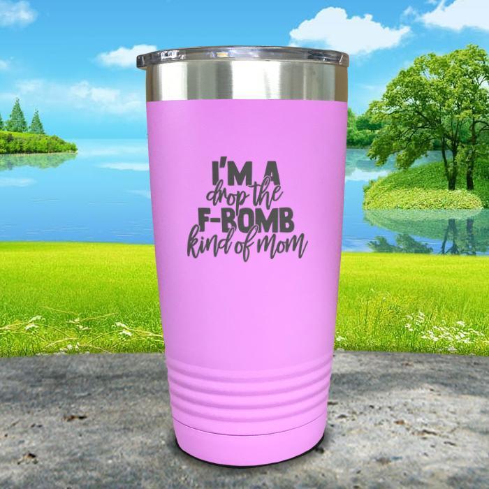 F Bomb Kind Of Mom Engraved Tumbler Tumbler ZLAZER 20oz Tumbler Lavender 