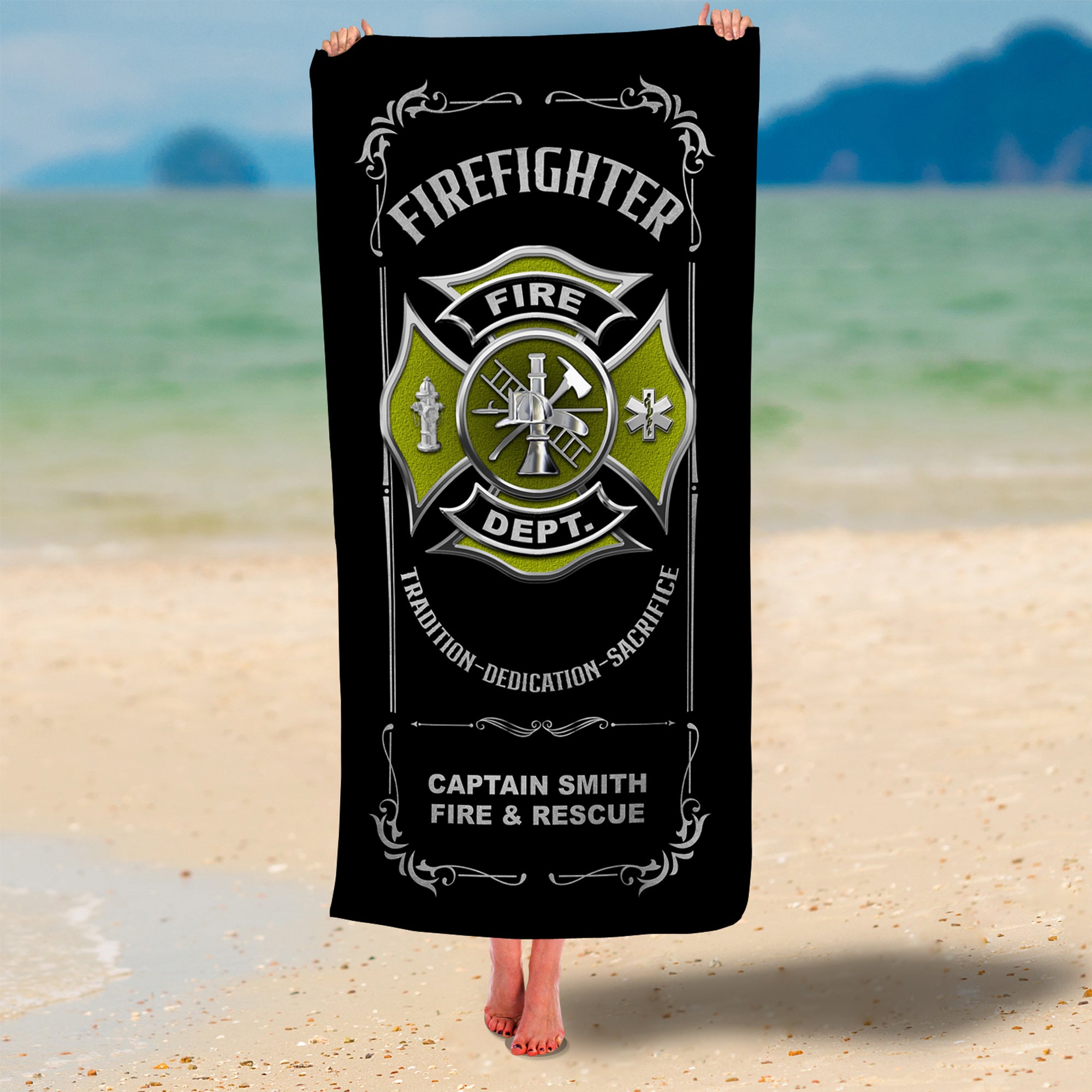 Personalized Firefighter Premium Beach/Pool Towel