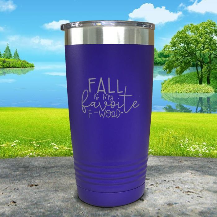 Fall Is My Favorite F Word Engraved Tumbler Tumbler ZLAZER 20oz Tumbler Royal Purple 