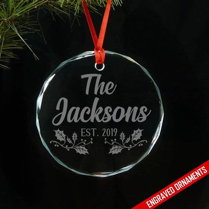 Family Established PERSONALIZED Engraved Glass Ornament ZLAZER Circle Ornament 