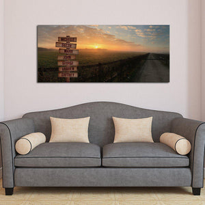 Personalized Country Road Sunset Oversized Canvas Wall Art