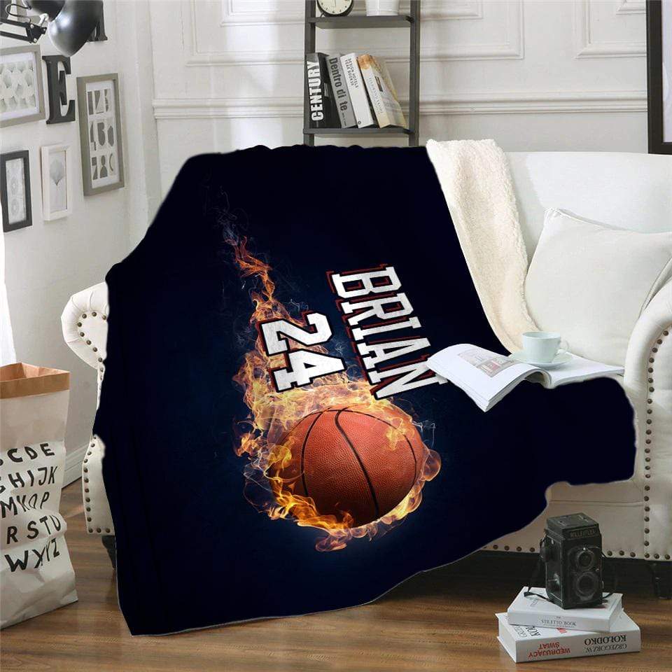 Fire Basketball Personalized Blankets