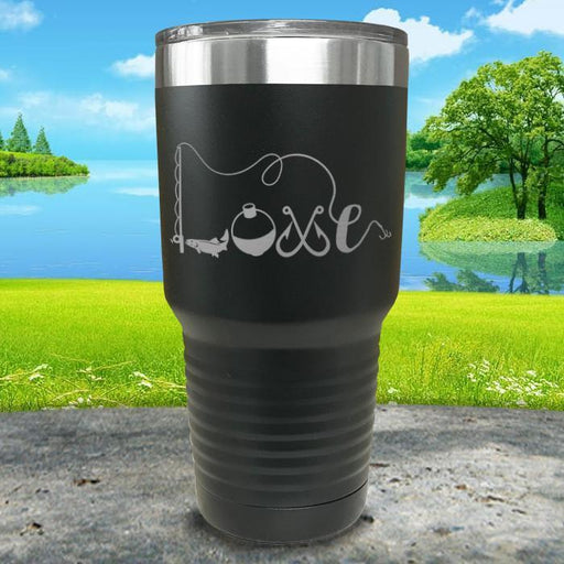 Fishing Love Engraved Tumbler Tumbler ZLAZER 30oz Tumbler Black 