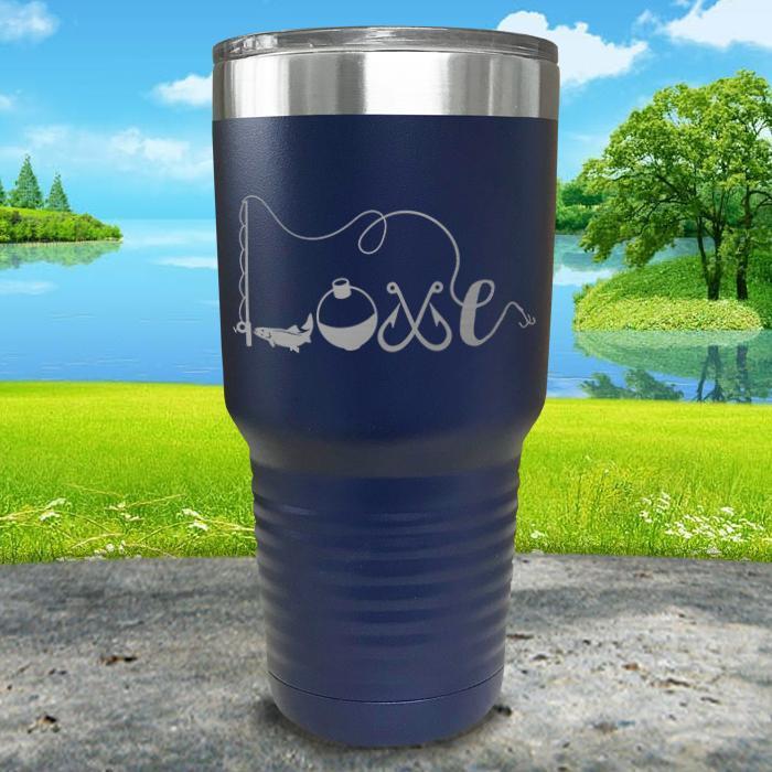 Fishing Love Engraved Tumbler Tumbler ZLAZER 30oz Tumbler Navy 