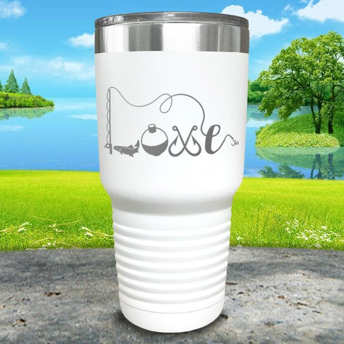 Fishing Love Engraved Tumbler Tumbler ZLAZER 30oz Tumbler White 