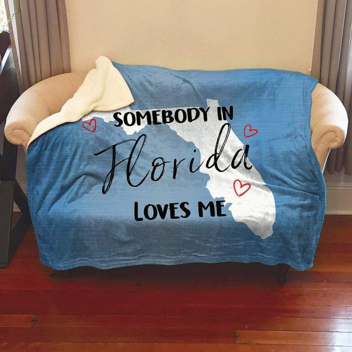 Somebody Loves Me (CUSTOM) Sherpa Blanket Blankets CustomCat Florida 