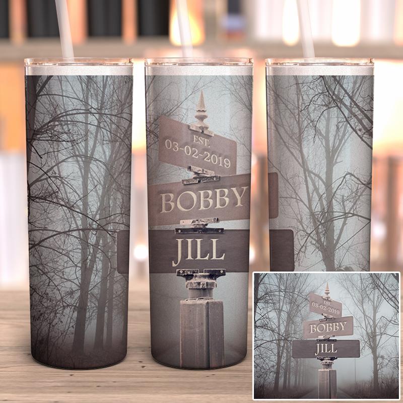 Street Foggy Sign Personalized Full Wrap Tumbler