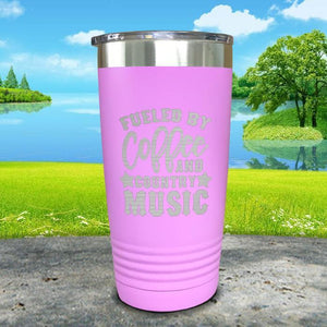Fueled by Coffee and Country Music Engraved Tumbler Tumbler ZLAZER 20oz Tumbler Lavender 