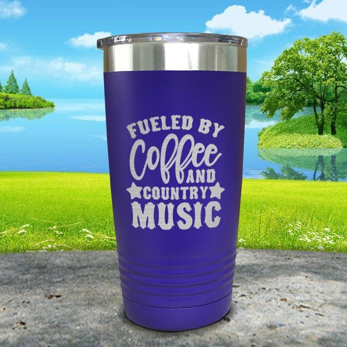 Fueled by Coffee and Country Music Engraved Tumbler Tumbler ZLAZER 20oz Tumbler Royal Purple 